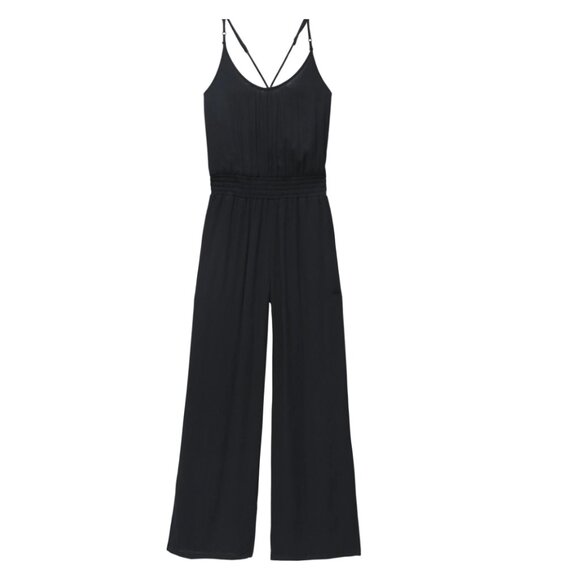 Prana Women's Fernie Wide Leg Jumpsuit Swim Cover Up Strappy Black Small NWT - Picture 3 of 5
